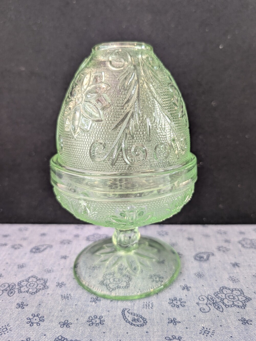 Vintage Indiana Glass Light Green Tiara Chantilly Fairy Lamp